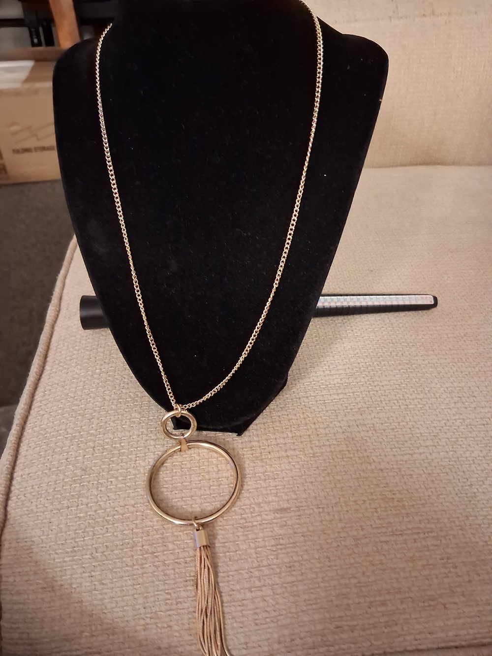 Gold Circle Pendant Tassel Long Necklace - Women Jewelry